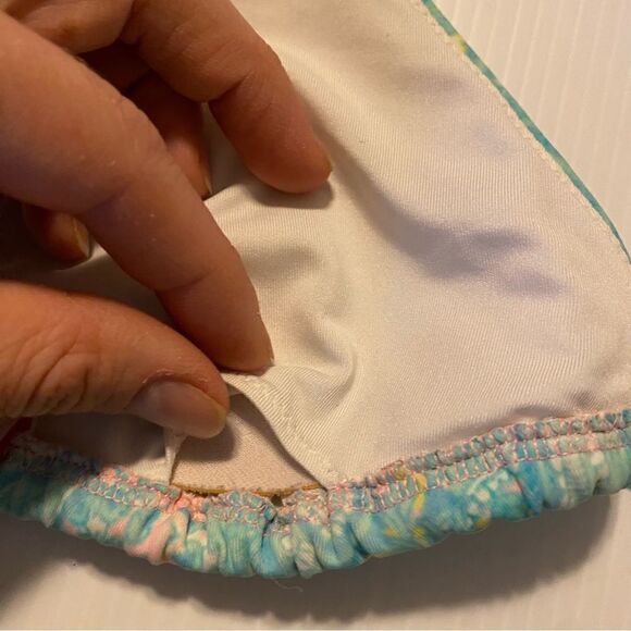 Victorias Secret Aqua blue paisley triangle halter top string bikini swimsuit M - Picture 4 of 6